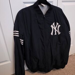 Adidas Navy Blue Bomber Jacket with White Accents